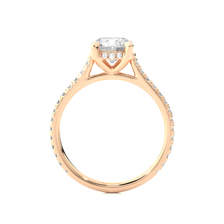 Hidden Halo with Cathedral Setting Moissanite Ring rose gold