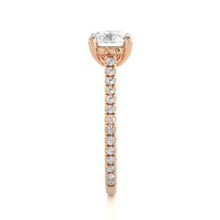 Hidden Halo with Cathedral Setting Moissanite Ring rose gold