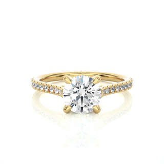 Hidden Halo with Cathedral Setting Moissanite Ring yellow gold
