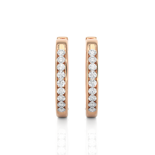1ct Moissanite in side Out Hoop Channel Setting Earrings in Yellow Gold