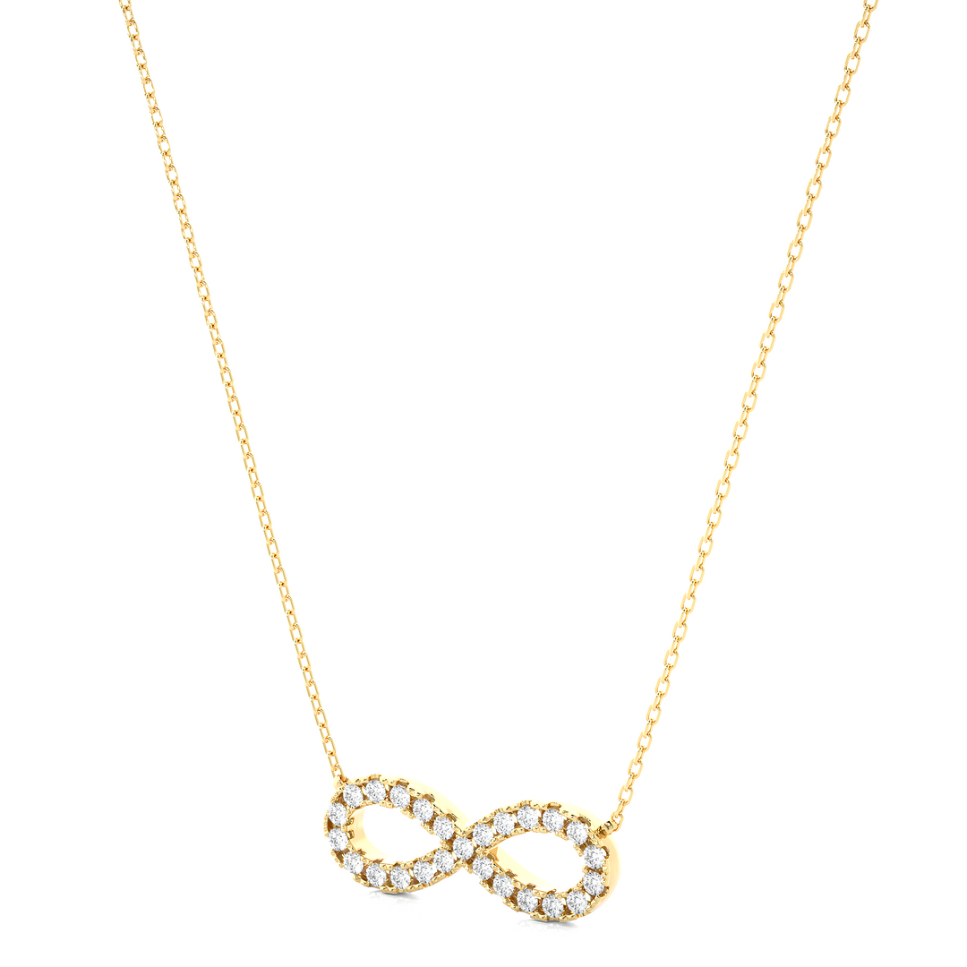 Infinity Round Stone Moissanite Pendant yellow gold