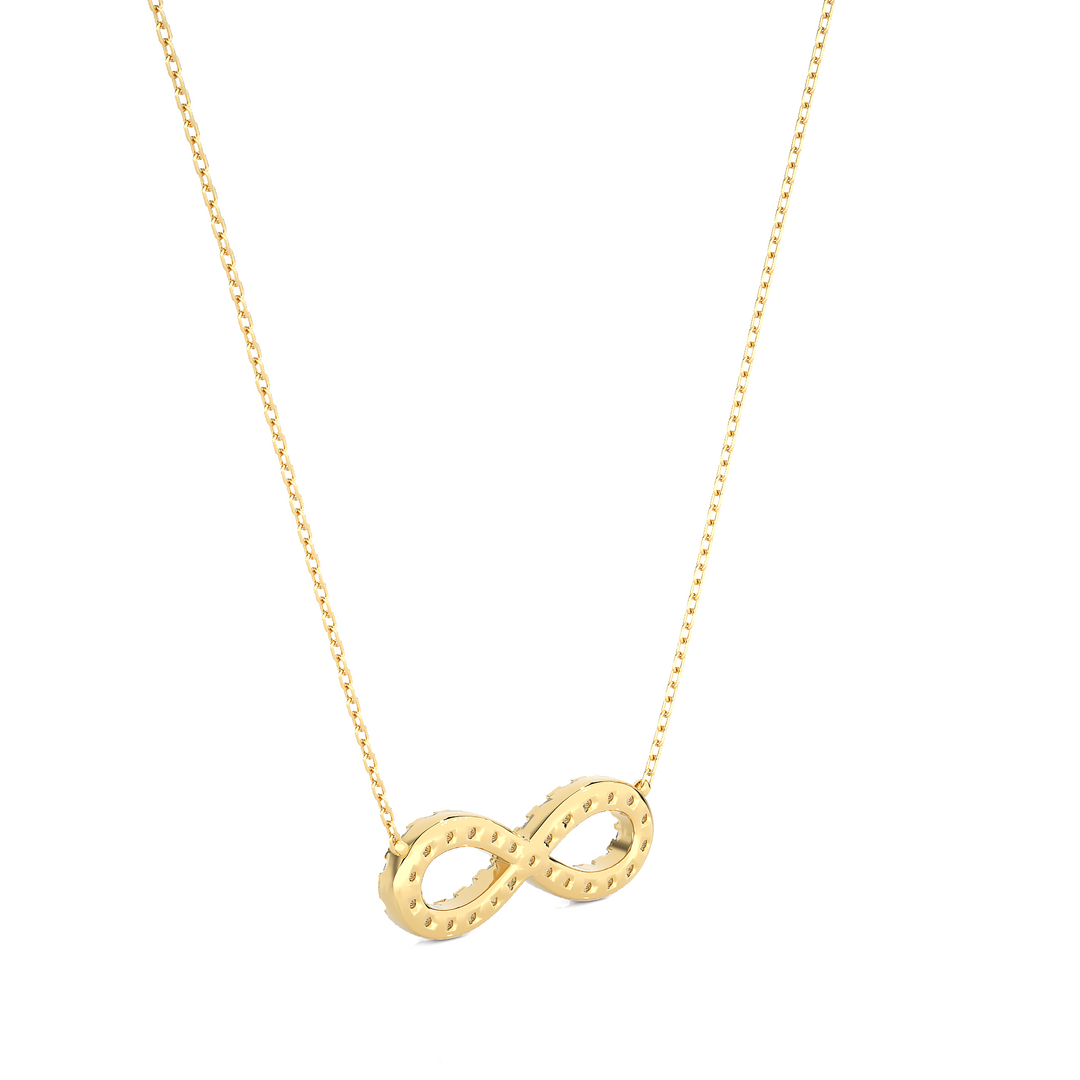 Infinity Round Stone Moissanite Pendant yellow gold