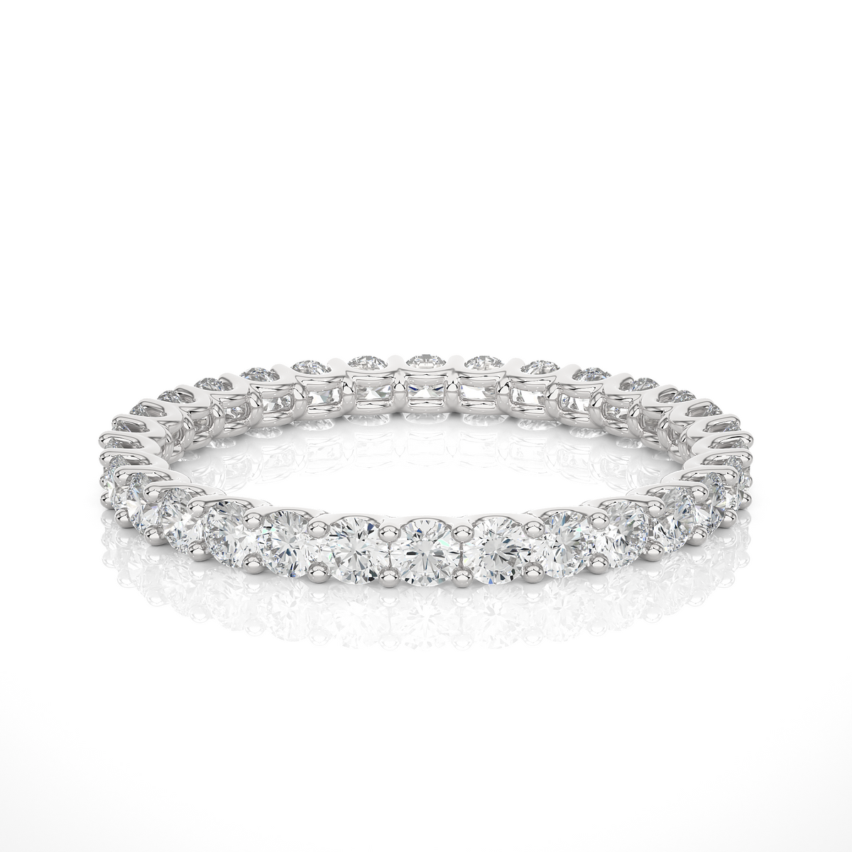 1 carat round shape moissanite infinity wedding band in silver