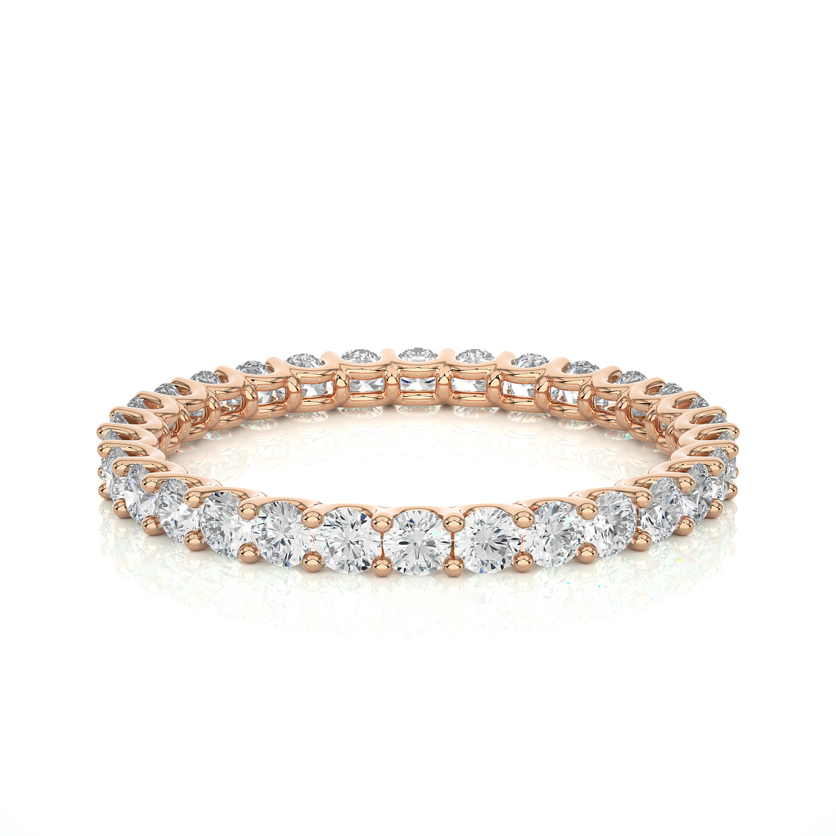 Infinty round shape moissanite ring rose gold
