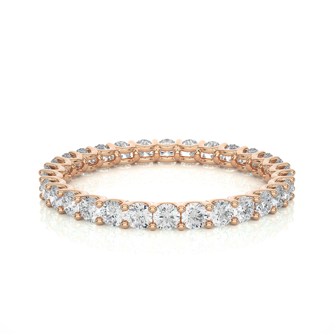 1 Carat Round Shape Moissanite Infinity Wedding Band In Yellow Gold