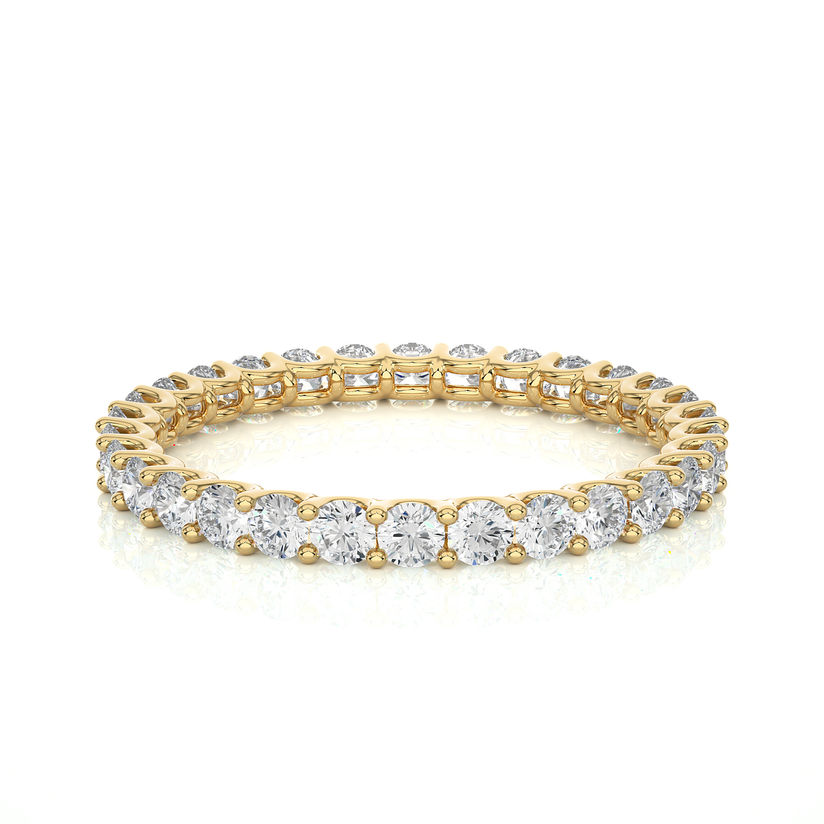 Infinty round shape moissanite ring yellow gold