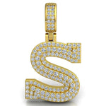 Load image into Gallery viewer, 3 Carat Round Shaped Moissanite initial "S" Pendant In White Gold
