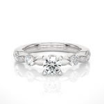 Load image into Gallery viewer, 2 Ct Round Moissanite Leaf Design Five Stone Ring In White Gold
