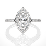 Load image into Gallery viewer, 1.50 Ct Marquise Cut Moissanite Halo Engagement Ring In Silver
