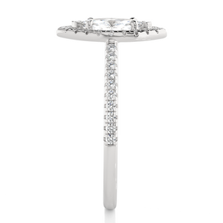 Marquise Halo with Frech V-Split Moissanite Ring silver
