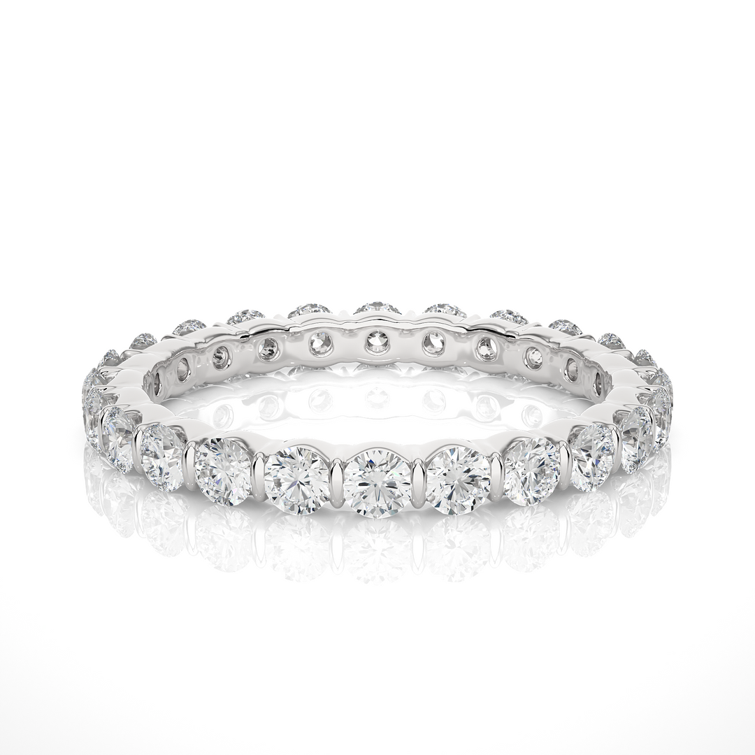 1 Ct Round Cut Moissanite Bar Setting Wedding Band In White Gold