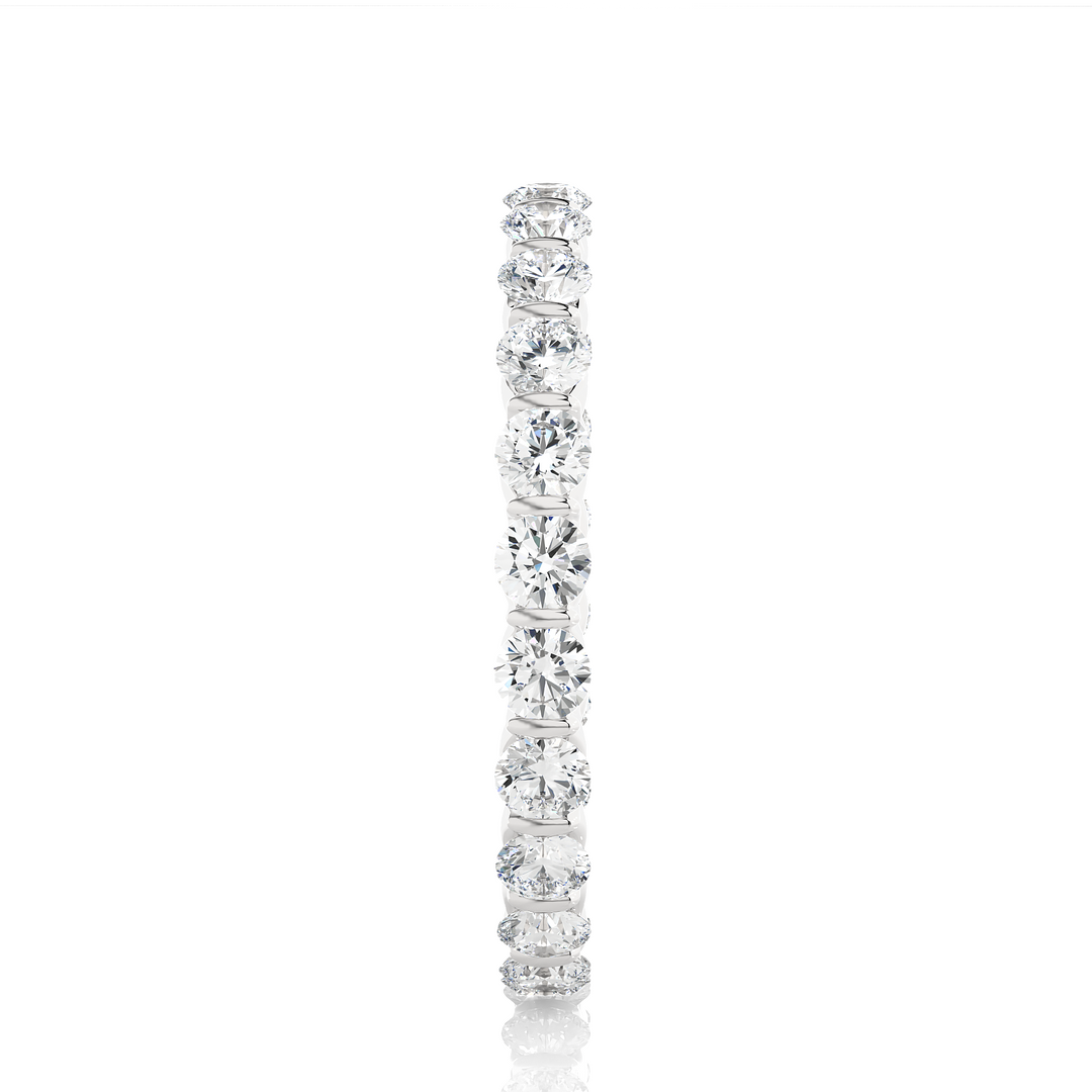 1 Ct Round Cut Moissanite Bar Setting Wedding Band In White Gold