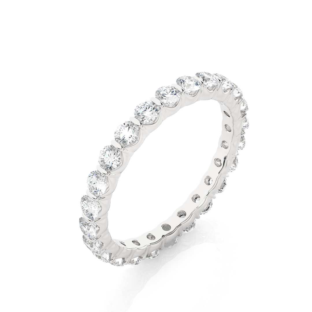 Moissanite Bar Setting Wedding Ring white gold