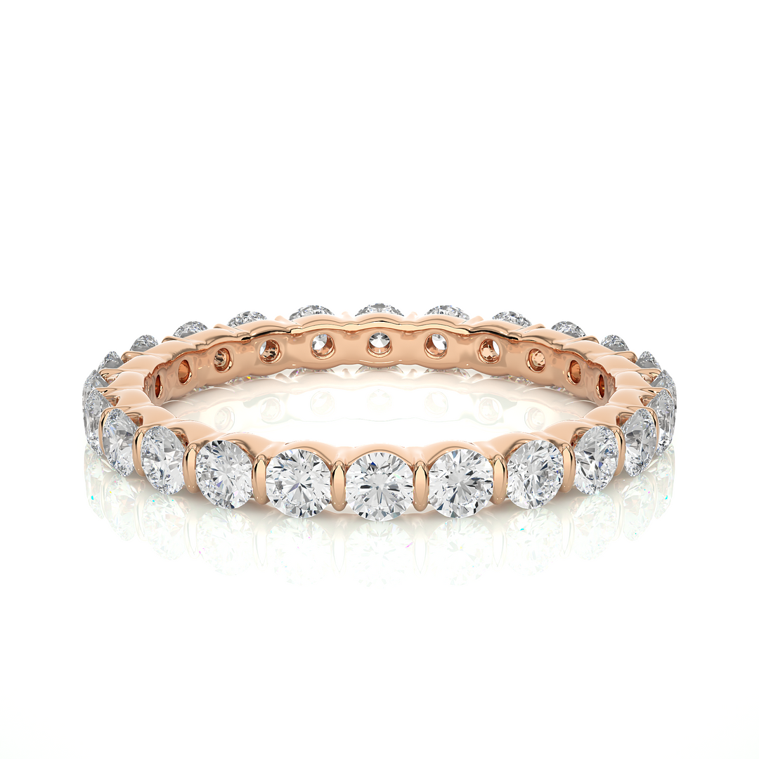 1 Ct Round Cut Moissanite Bar Setting Wedding Band In White Gold