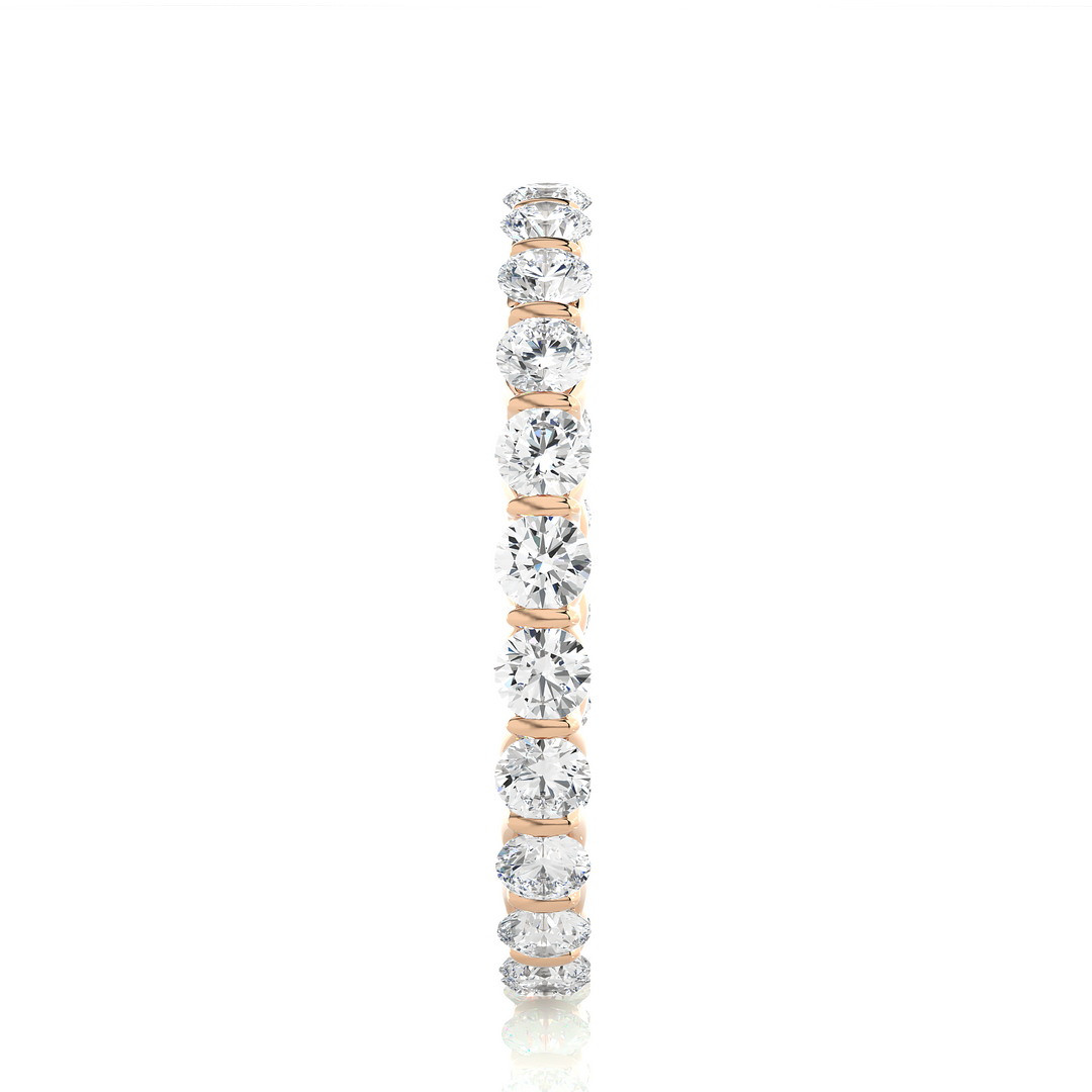 1 Ct Round Cut Moissanite Bar Setting Wedding Band In Rose Gold