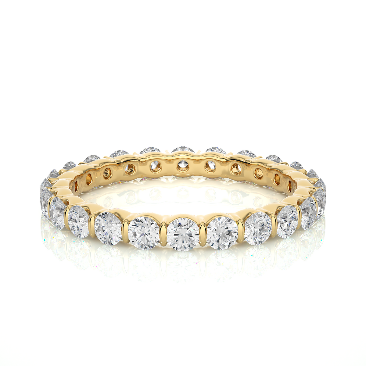 Moissanite bar setting wedding ring yellow gold