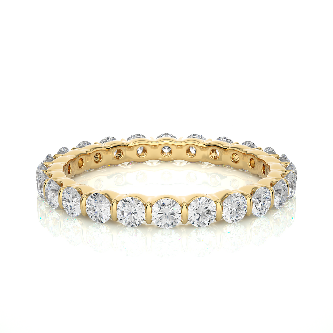 1 Ct Round Cut Moissanite Bar Setting Wedding Band In White Gold