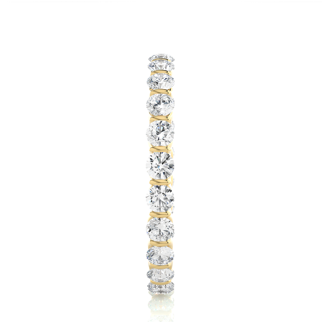 1 Ct Round Cut Moissanite Bar Setting Wedding Band In Yellow Gold
