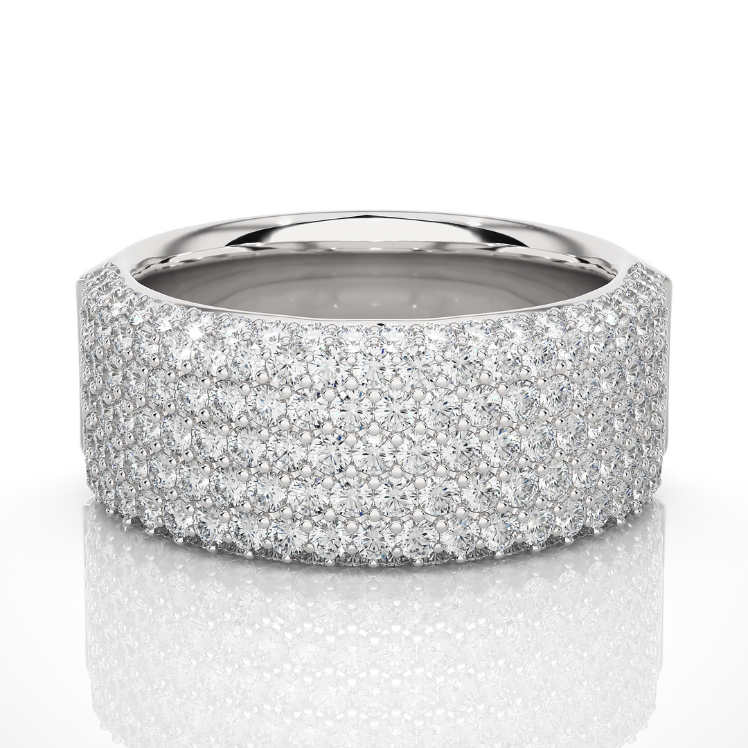 2 Carat Moissanite Micro Pave Wedding Band In White Gold