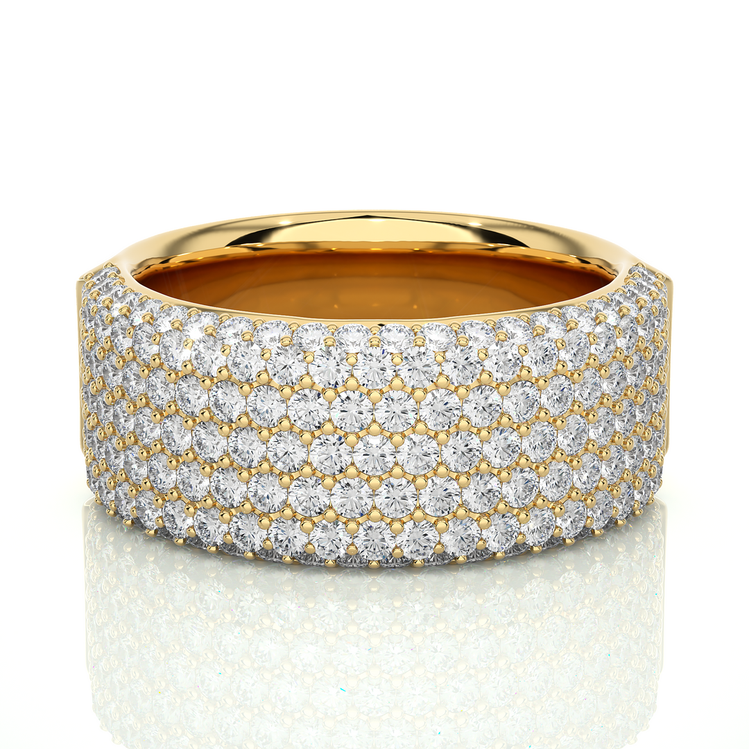 2 Carat Moissanite Micro Pave Wedding Band In Yellow Gold