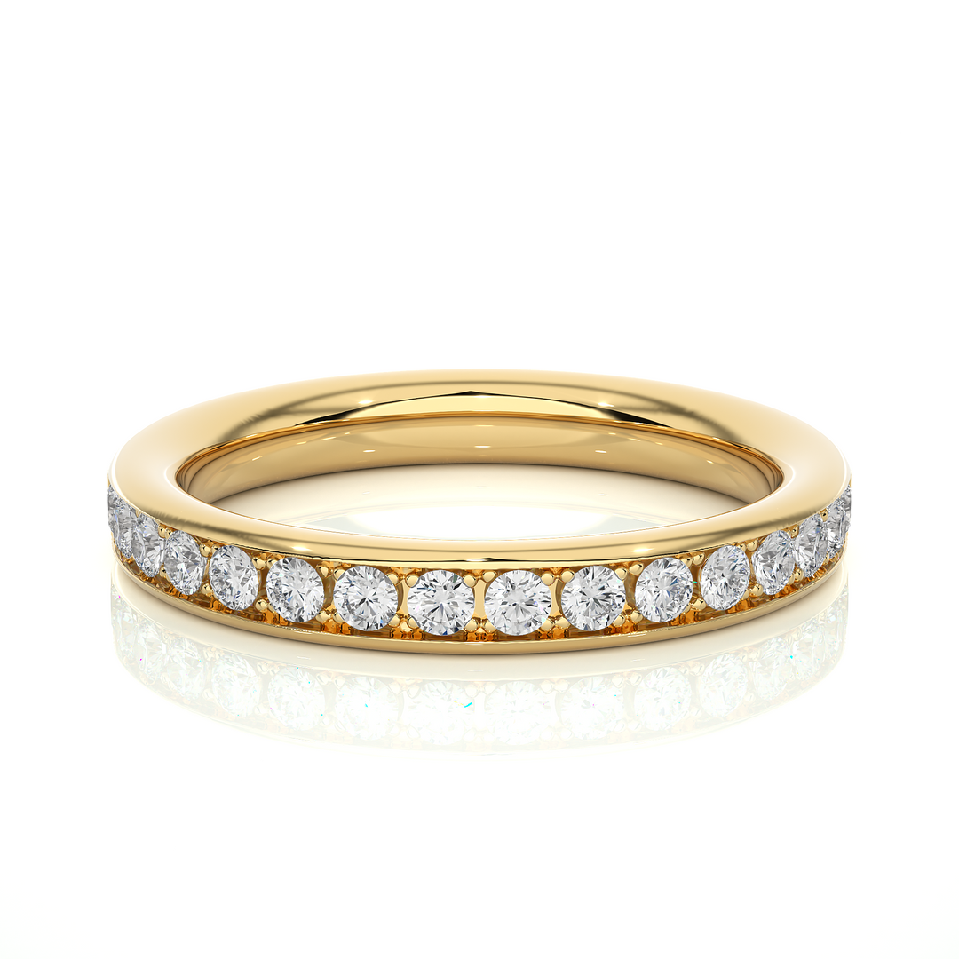 Moissanite Ring with Bead Bright Setting yellow gold
