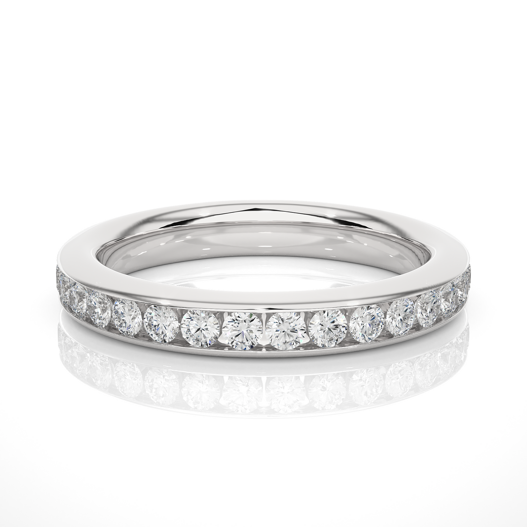 1 Carat Round Shape Moissanite Wedding Band In Rose Gold For Women