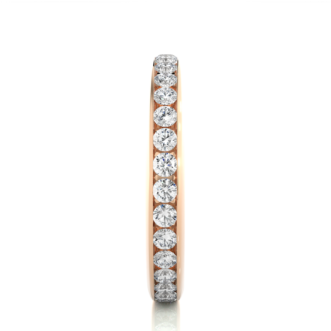 1 Carat Round Shape Moissanite Wedding Band In Rose Gold For Women