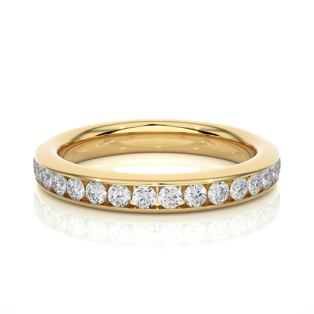 1 Carat Round Shape Moissanite Wedding Band In Rose Gold For Women