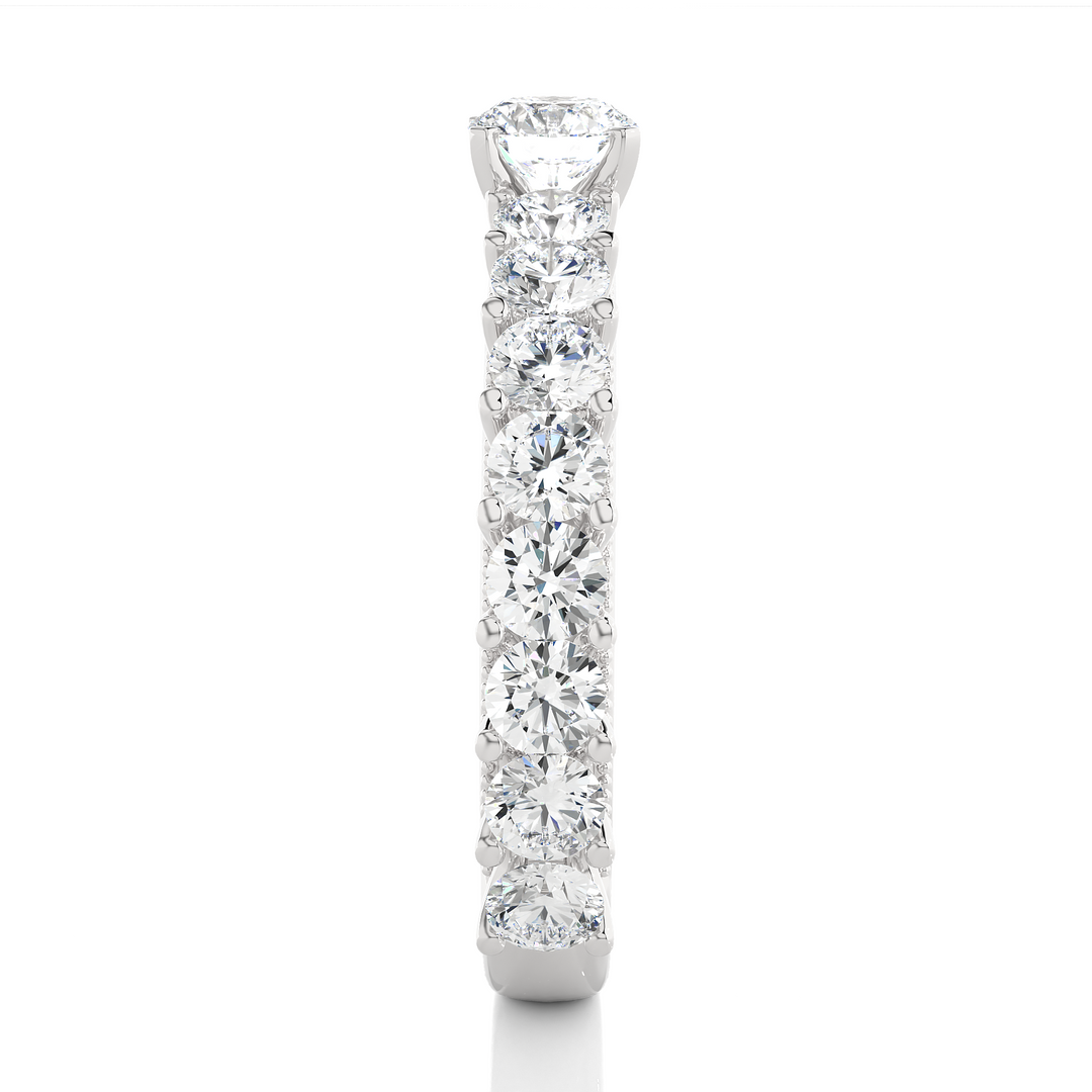 Moissanite Round Stone with Beads Engagement Ring white gold