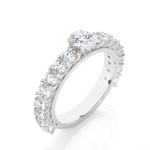 Load image into Gallery viewer, Moissanite Round Stone with Beads Engagement Ring white gold
