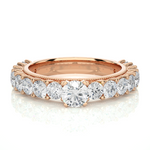 Load image into Gallery viewer, 3 Carat Round Moissanite Engagement Ring With Beads In Yellow Gold
