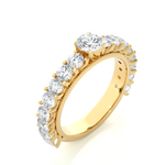 Load image into Gallery viewer, Moissanite Round Stone with Beads Engagement Ring yellow gold
