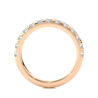 1 Ct Round Stone Moissanite Eternity Band With V-Split Setting in Rose Gold