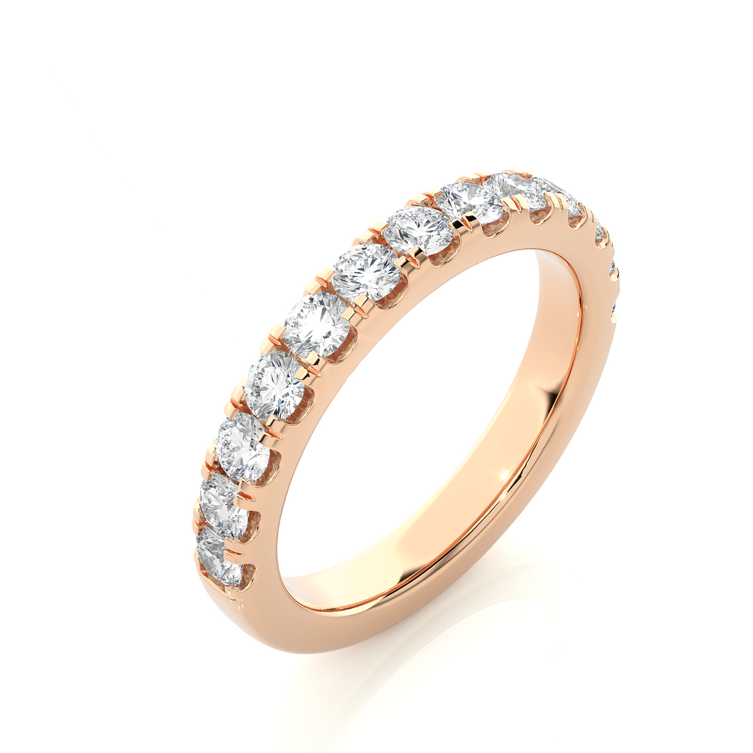 1 Ct Moissanite V-Split Half Eternity Band In Rose Gold