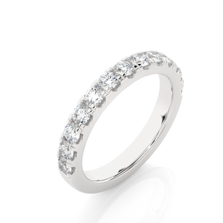 1 Ct Round Stone Moissanite Eternity Band With V-Split Setting in Silver