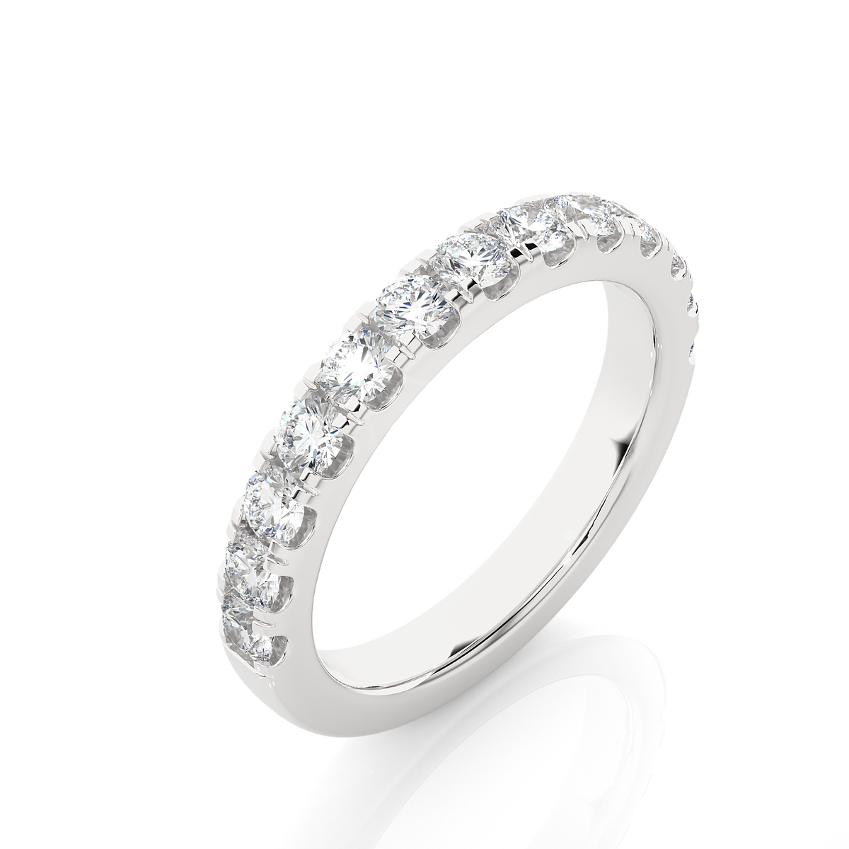 1 ct moissanite v split half eternity band in silver