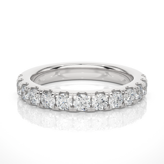 1 Ct Round Stone Moissanite Eternity Band With V-Split Setting in Silver