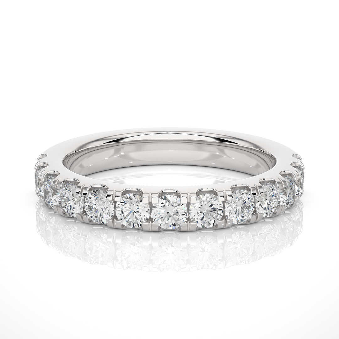 1 Ct Moissanite V-Split Half Eternity Band In Silver