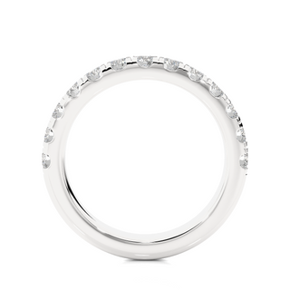 1 Ct Round Stone Moissanite Eternity Band With V-Split Setting in White Gold