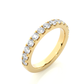1 Ct Round Stone Moissanite Eternity Band With V-Split Setting in Yellow Gold