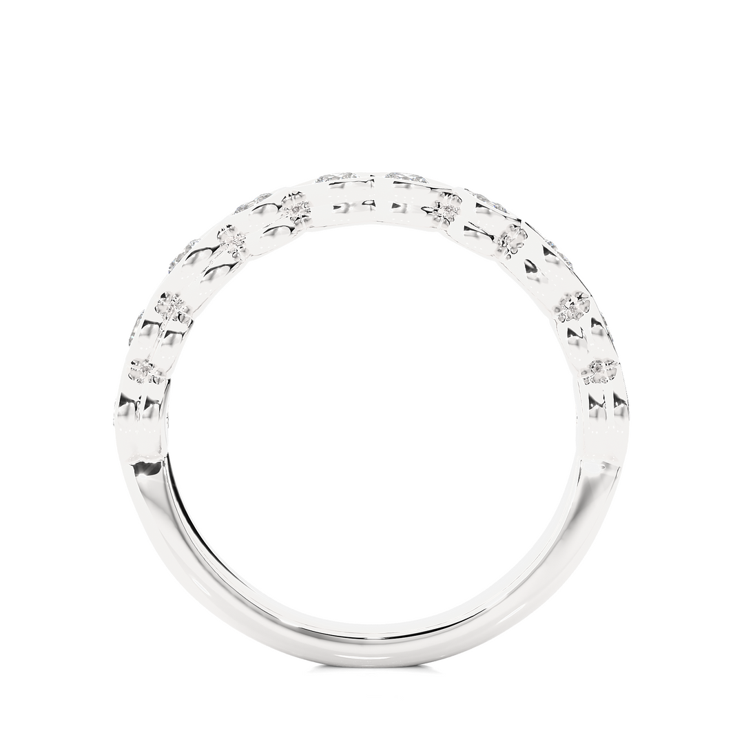 1 Ct Round Moissanite Wedding Band For Women In White Gold