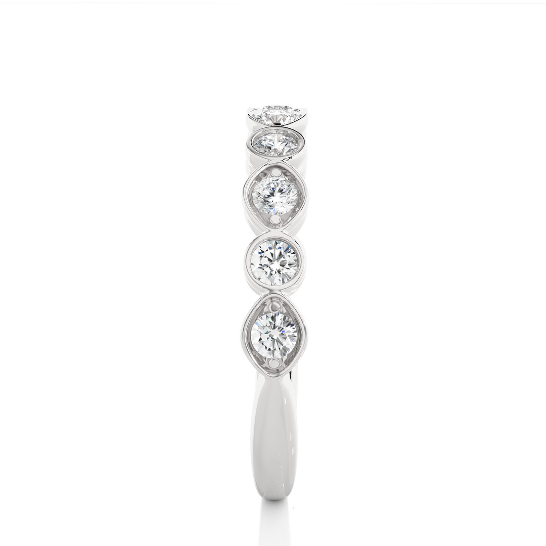 1 Ct Round Moissanite Wedding Band For Women In White Gold