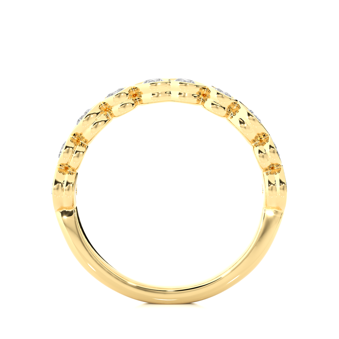 1 Ct Round Moissanite Wedding Band For Women In Yellow Gold