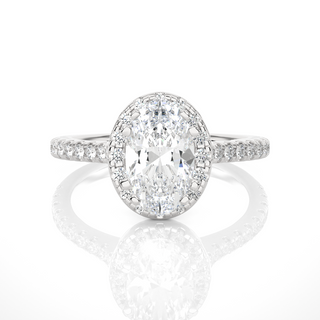 1.4 Ct Vintage Oval Moissanite Engagement Ring in White Gold