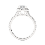 Load image into Gallery viewer, Oval Shape with Accents Moissanite Engagement Ring silver
