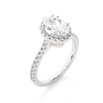 Load image into Gallery viewer, Oval Shape with Accents Moissanite Engagement Ring silver
