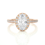 Load image into Gallery viewer, 2 Ct Oval Cut Moissanite Halo Engagement Ring In Silver
