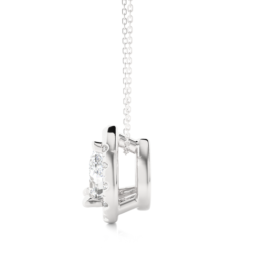 Pear Shaped Halo Moissnaite Pendant silver
