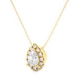 Load image into Gallery viewer, Pear Shaped Halo Moissnaite Pendant yellow gold

