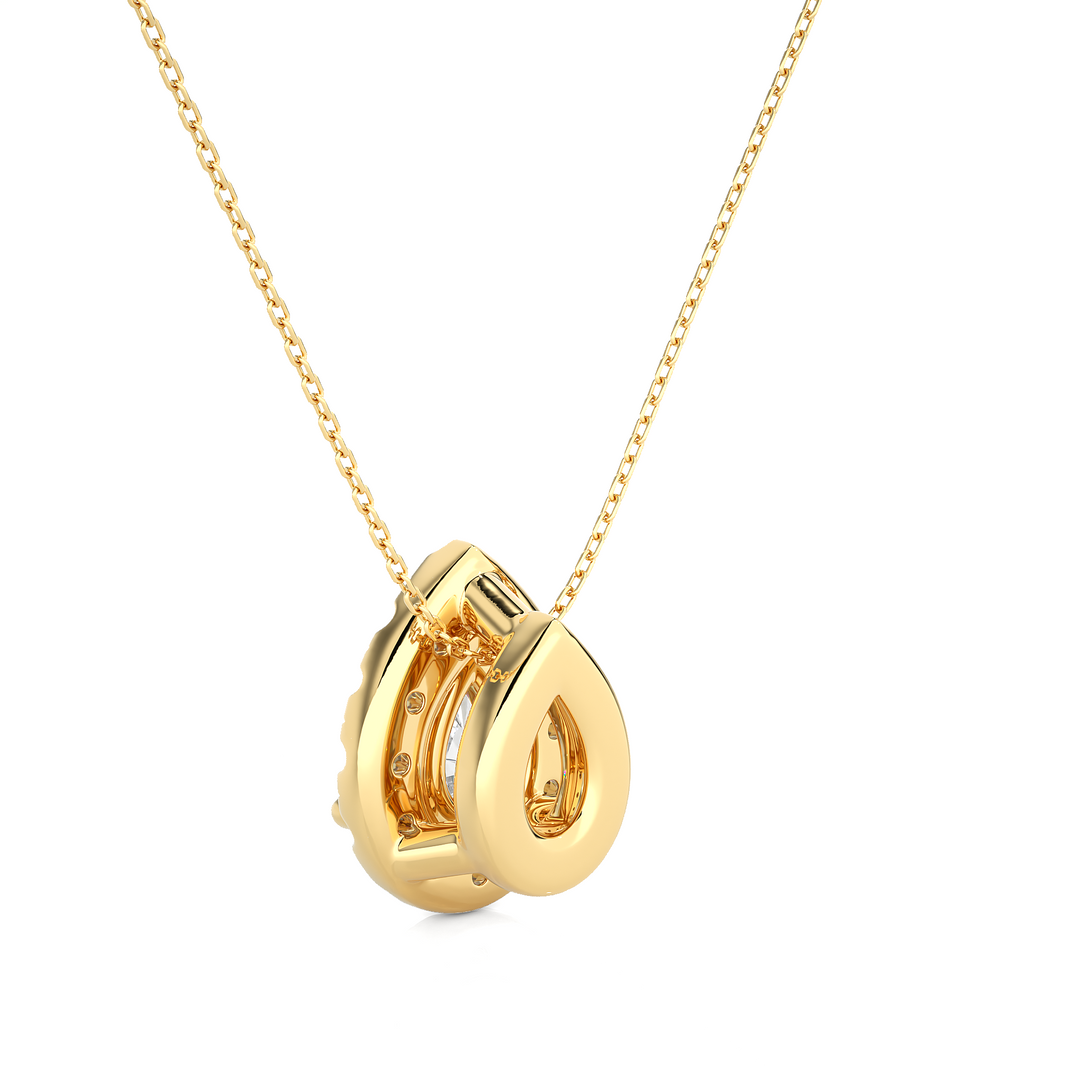 Pear Shaped Halo Moissnaite Pendant yellow gold